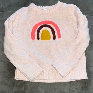 Cat & Jack Pink Crew Neck Sweater with Rainbow Design